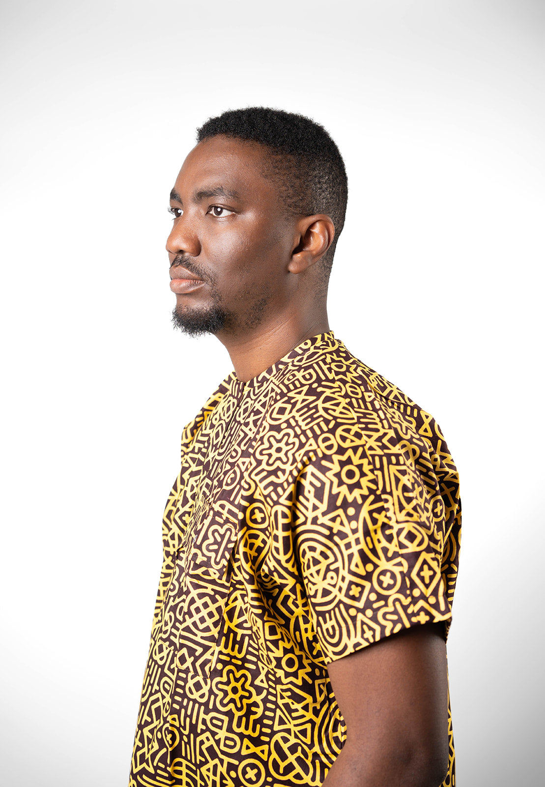 African Dansiki with Yellow-Black Ankara