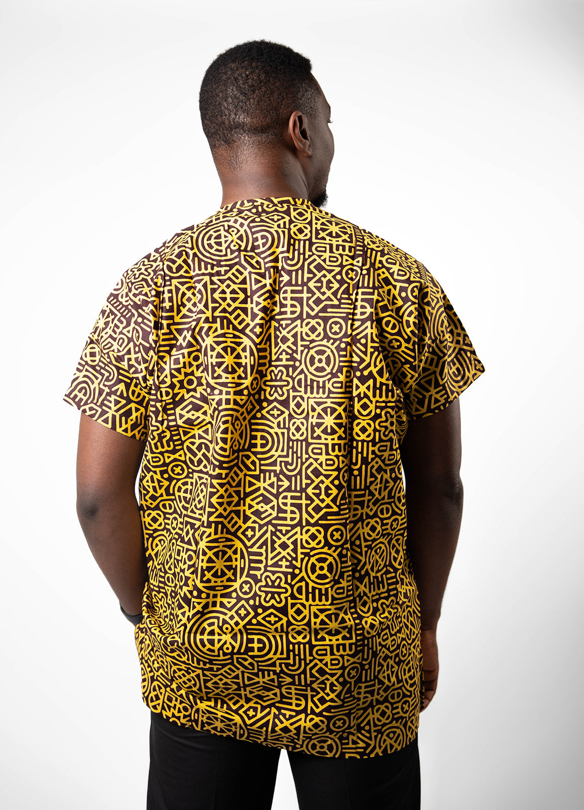 African Dansiki with Yellow-Black Ankara